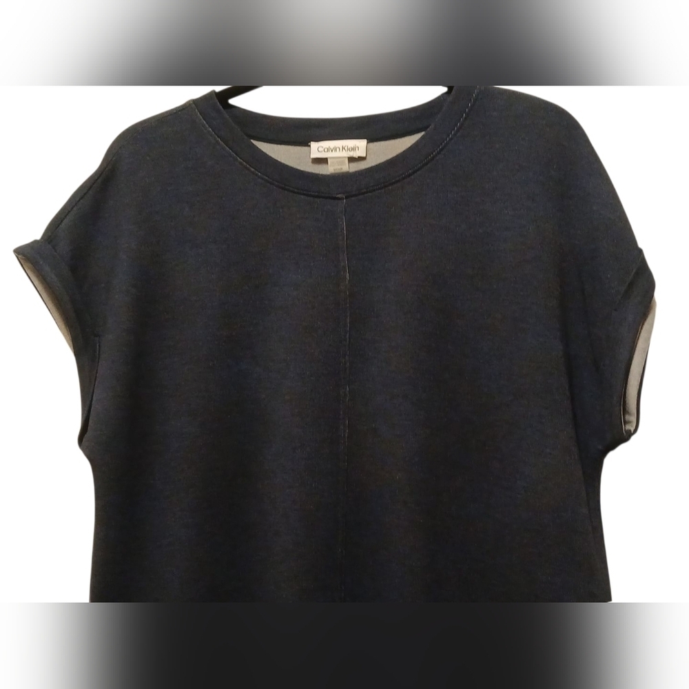 Calvin Klein - NWT, Blue Sweater Dress, Short Sleeve W/Cuffs, Size S, - Picture 5 of 12